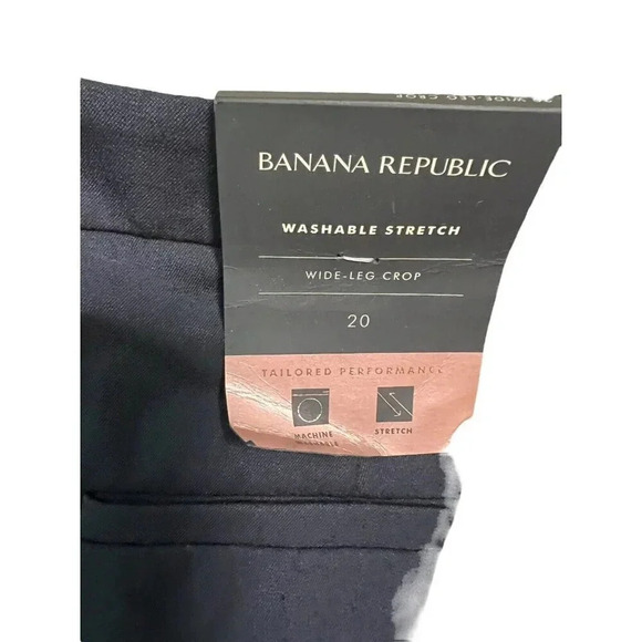 Banana Republic Wide Leg Crop Navy Dress Pants 20 High Rise Stretch Tailored - Picture 4 of 8